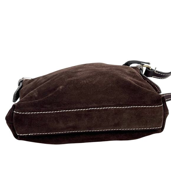 Dooney & Bourke Suede Letter Carrier Bag Crossbody Chocolate Brown - Picture 4 of 12